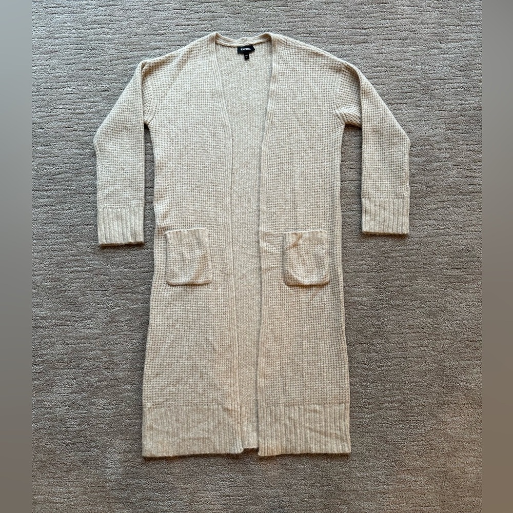 Express Women's Beige Open Front Cardigan